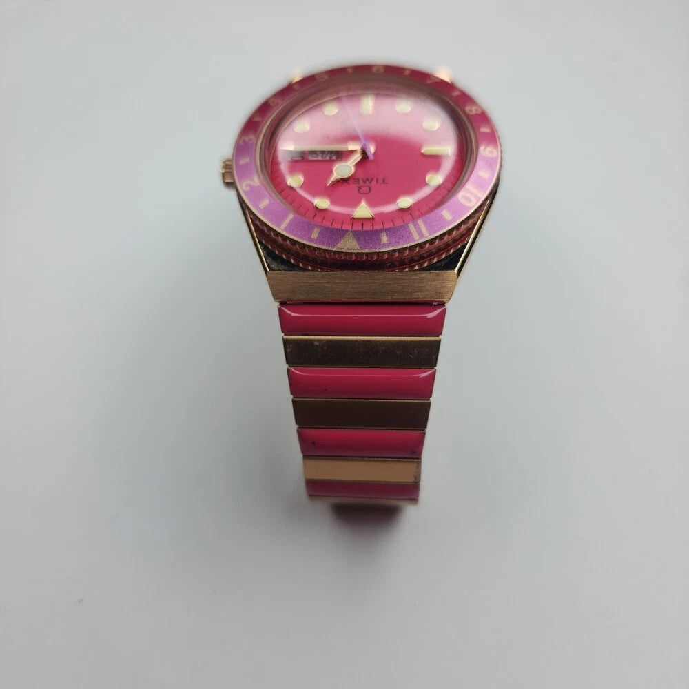 Timex Q Malibu 36mm Women’s Watch Gold & Pink Stainless Steel  Day-Date Quartz