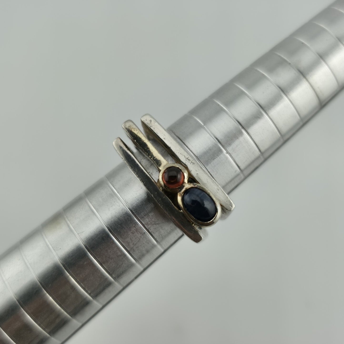 Sterling Silver Ring Mid-Century contemporary Artisan Minimalist Square Stack 8