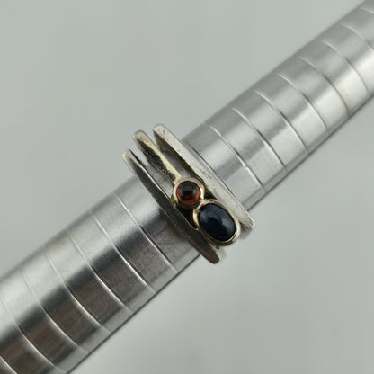 Sterling Silver Ring Mid-Century contemporary Artisan Minimalist Square Stack 8