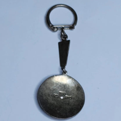 Peruvian Sterling Silver 925 PMD Enamel Llama Medal Keychain Vintage Red