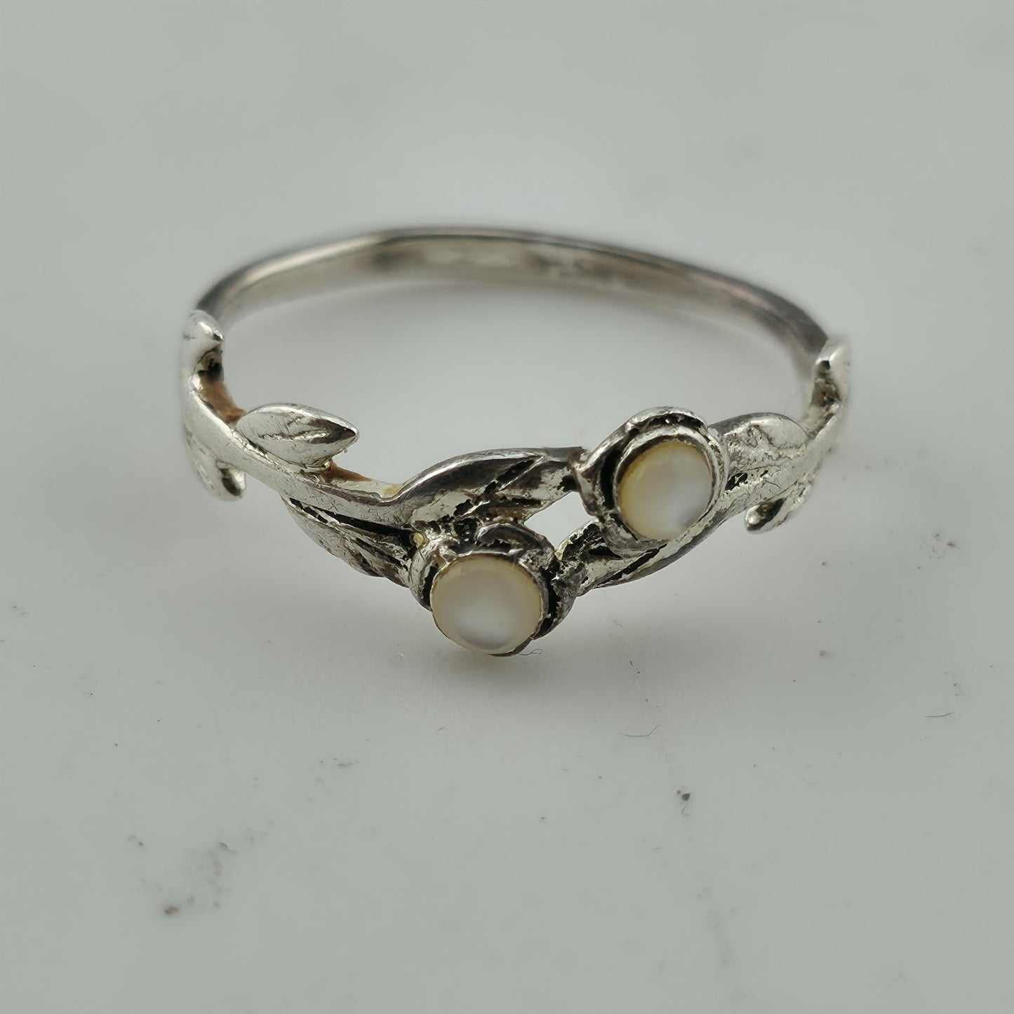 925 Sterling Silver Ring Floral Band Danity Petite Cute Size 4.5 Bridal