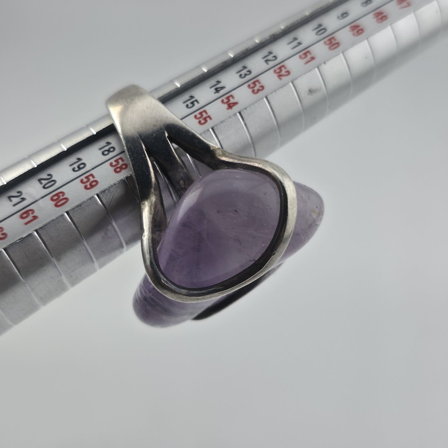 Vintage Bali Amethyst Chunky Ring 950 Silver Modernist Statement Size 9