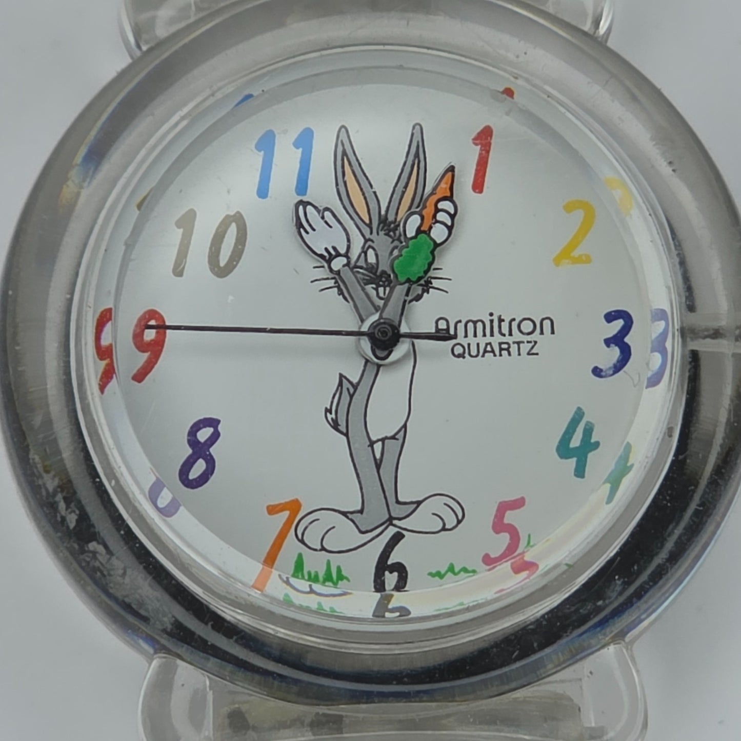 Bugs Bunny Watch Armitron 30mm Transparent Acrylic 1993 Warner Bros Rare Vintage