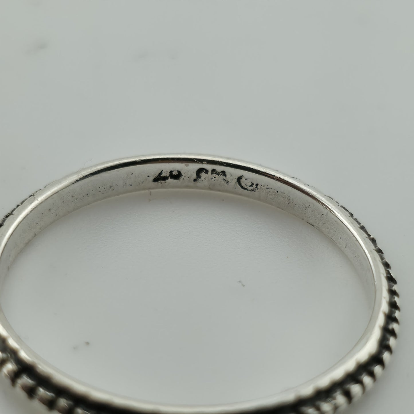 sterling Silver Ring 925 Art Deco Carved Dainty Stackable Minimalist 7.76