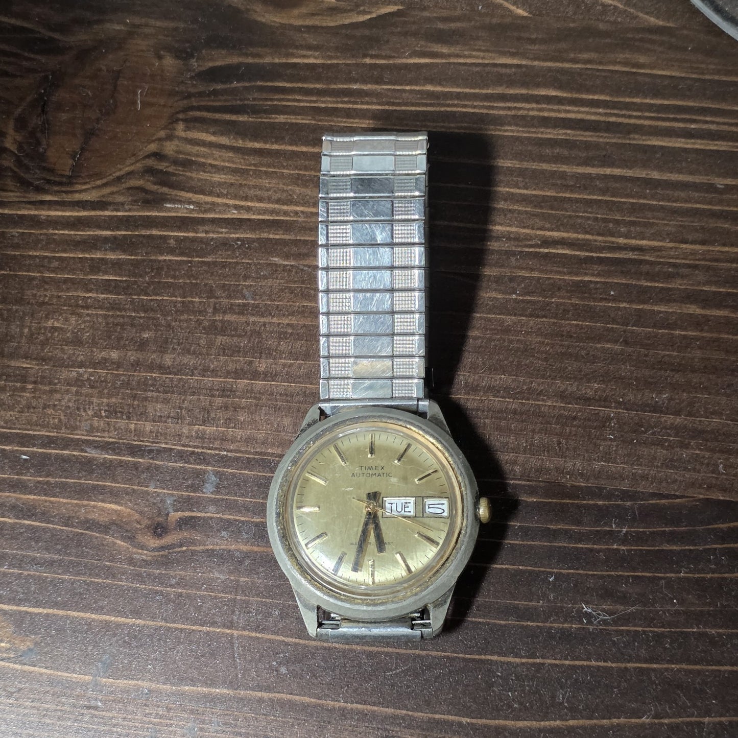 Timex Viscount Automatic Day Date 37869 10979 Vintage 1979 Running Gold Tone