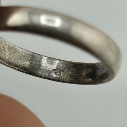 Baltic Amber Sterling Silver Ring Oval Stone Gothic Modernist 7 Polish