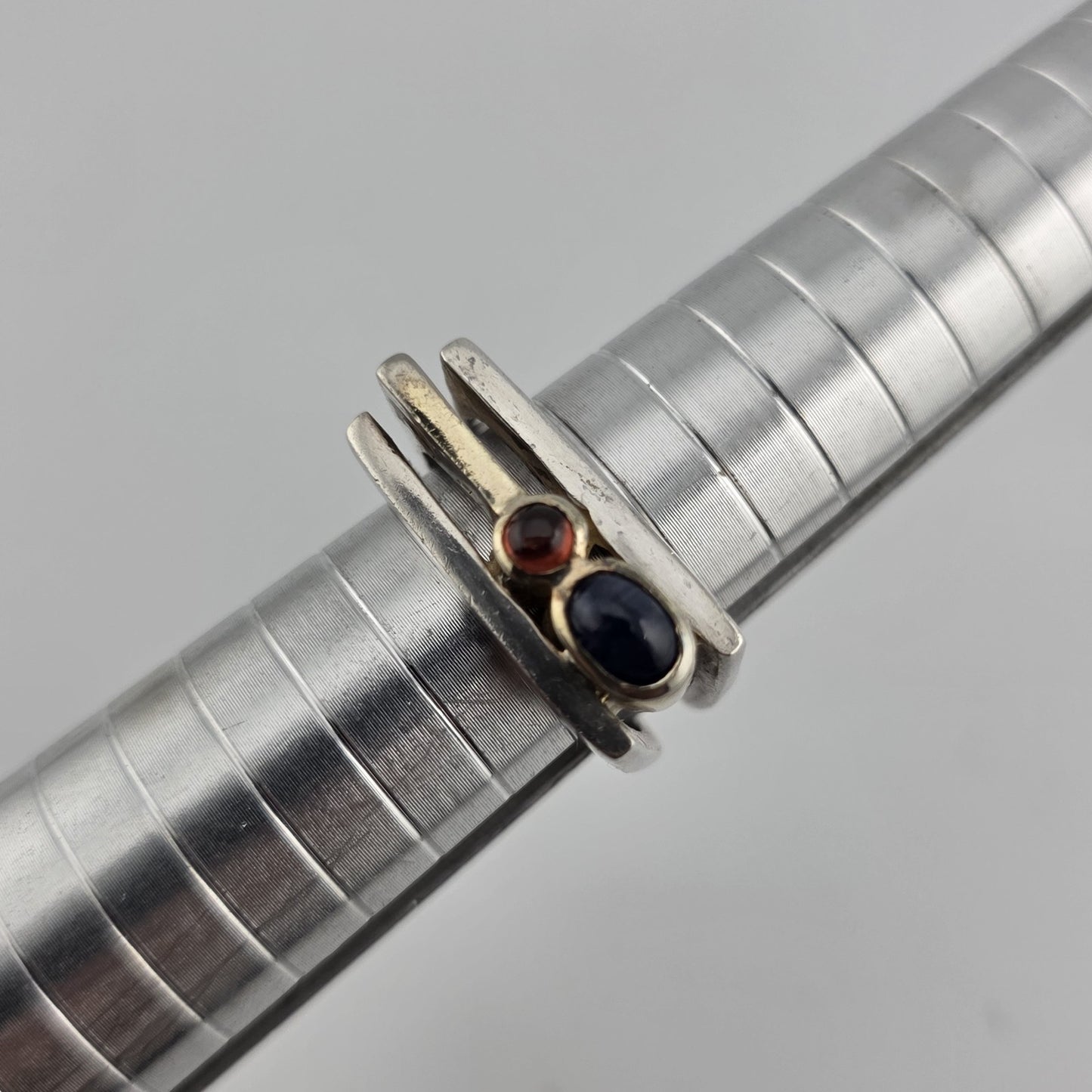 Sterling Silver Ring Mid-Century contemporary Artisan Minimalist Square Stack 8