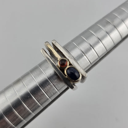 Sterling Silver Ring Mid-Century contemporary Artisan Minimalist Square Stack 8