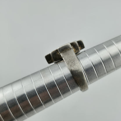 Sterling Silver Ring Mid Century Brutalist Abstract Native M.R Mexico Size 8