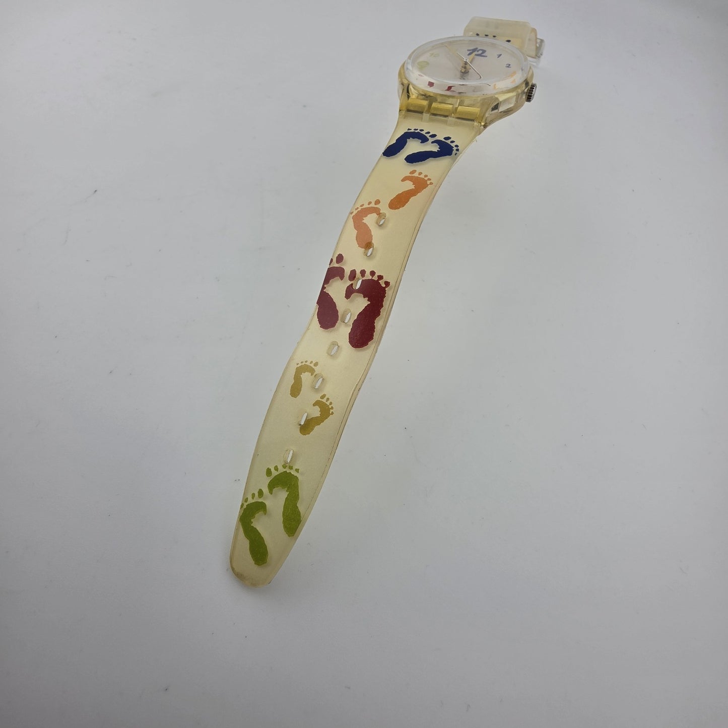 Swatch Watch SAUTE MOUTON Watch GK384 Foot Hand Print crayon 2002 New Battery