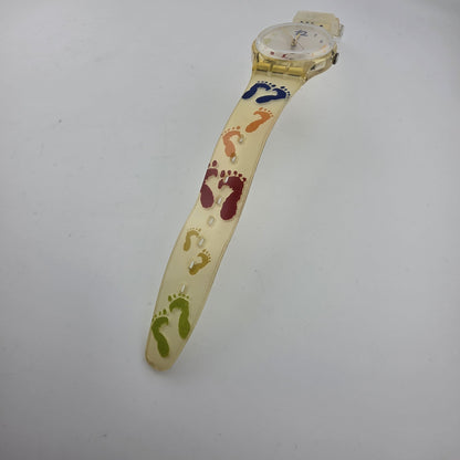 Swatch Watch SAUTE MOUTON Watch GK384 Foot Hand Print crayon 2002 New Battery
