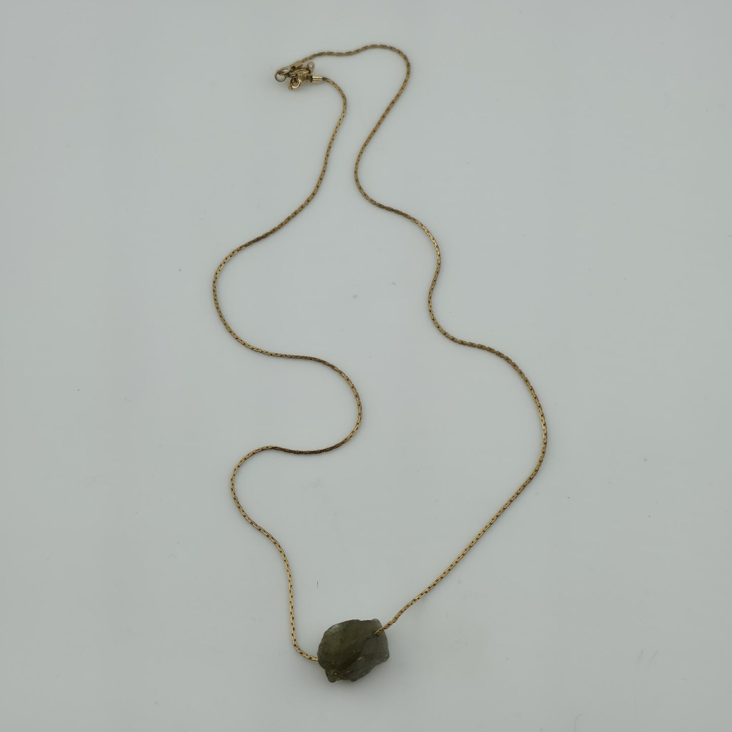 Necklace 14K Gold Over Brass GF Raw Quartz Pendant SIZE 14" Cute Dainty Jewelry
