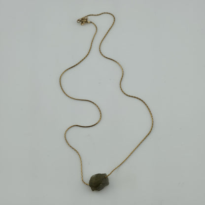 Necklace 14K Gold Over Brass GF Raw Quartz Pendant SIZE 14" Cute Dainty Jewelry
