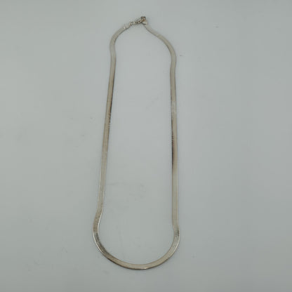 Italy 925 Sterling Silver Herringbone Chain 17” 3mm Lobster Clasp Necklace