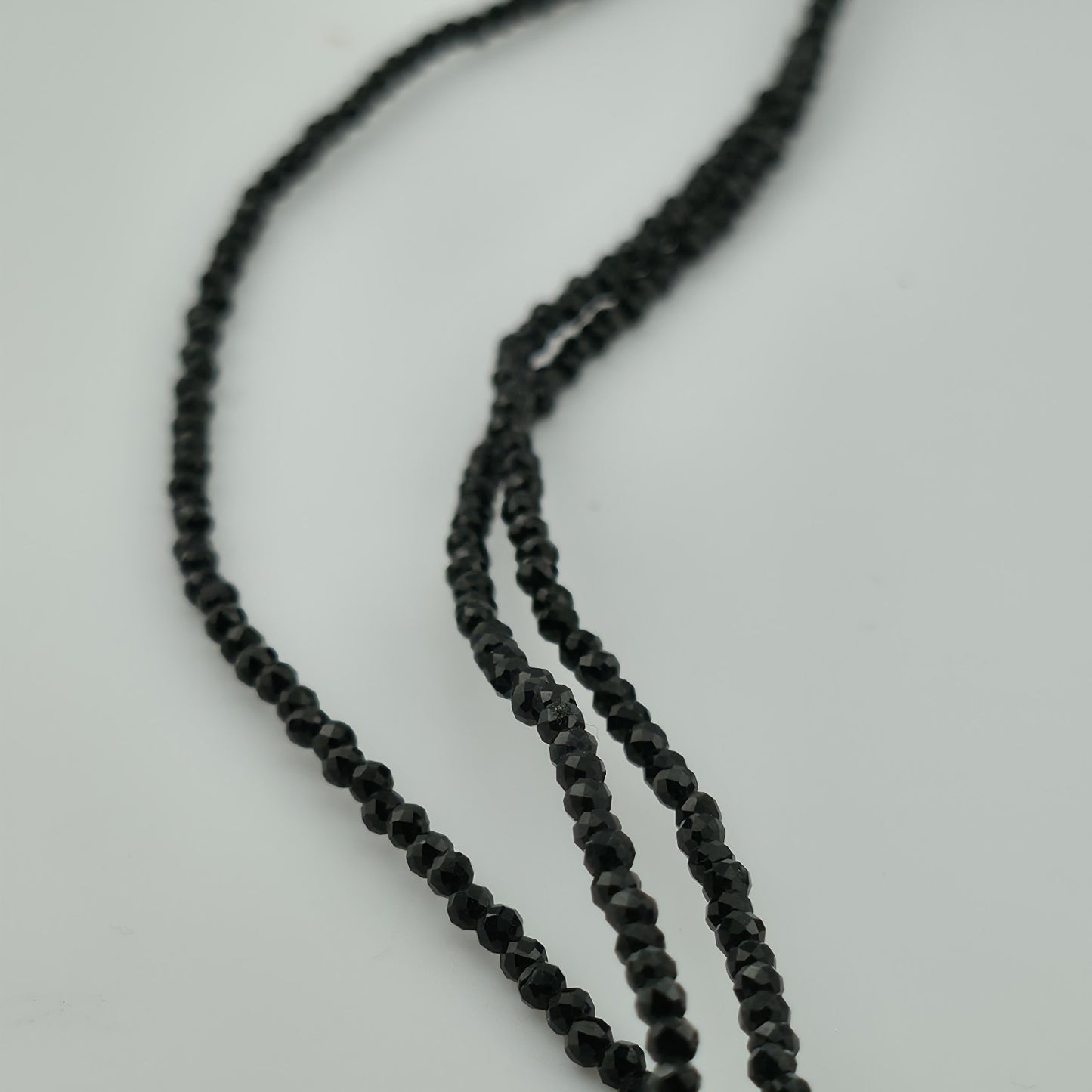 Thai Black Spinel Bead Necklace 3-Layer Necklace in 925 Sterling 18 in 55 ctw