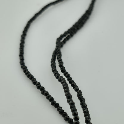 Thai Black Spinel Bead Necklace 3-Layer Necklace in 925 Sterling 18 in 55 ctw