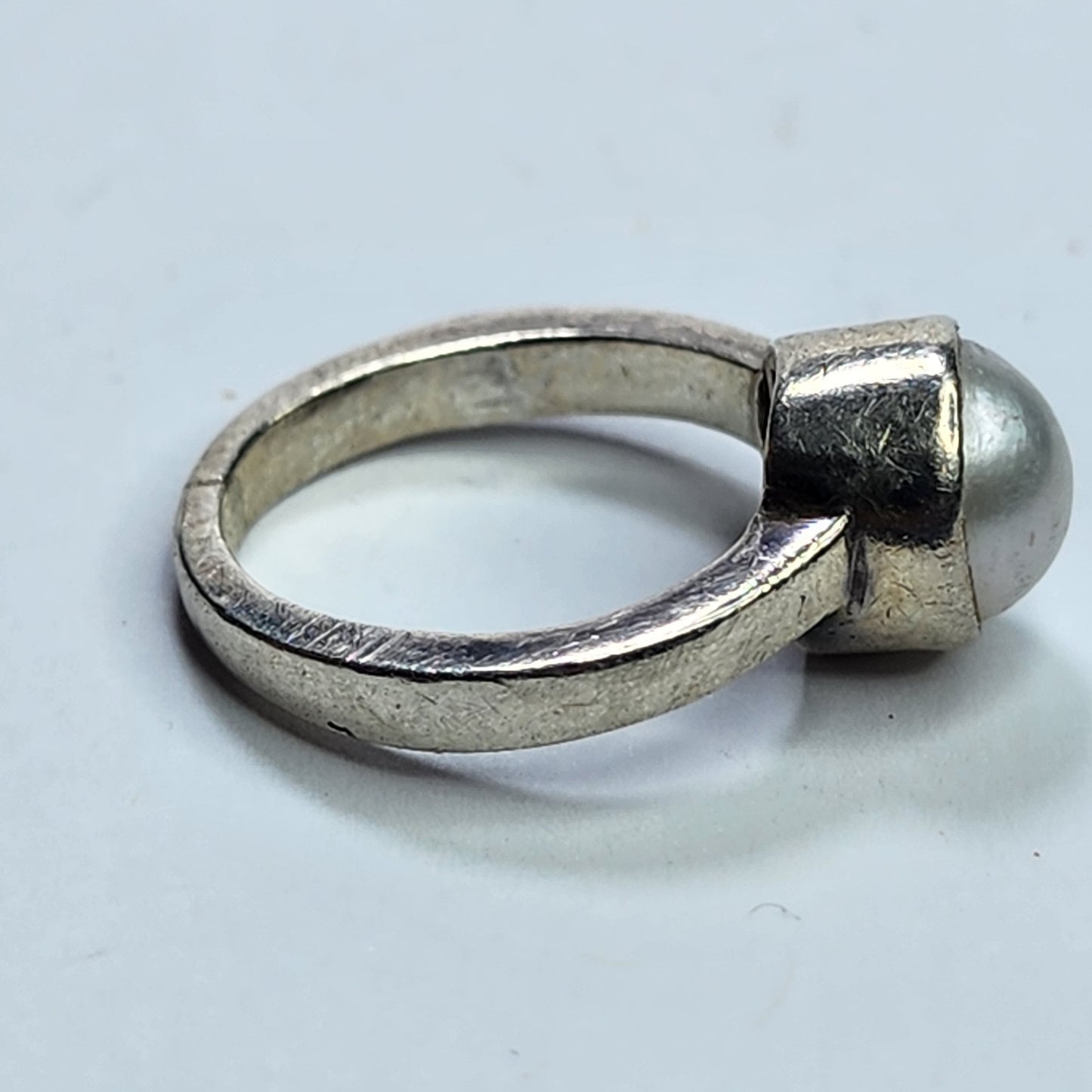 Solitaire Ring Natural Freshwater Pearl Size 5.25 925 Sterling Silver Vintage