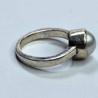 Solitaire Ring Natural Freshwater Pearl Size 5.25 925 Sterling Silver Vintage