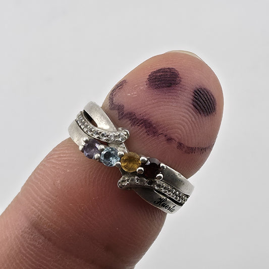 Sterling Silver 925 Huerta Multi Stone Ring CZ Accent Band Size 5 Vintage