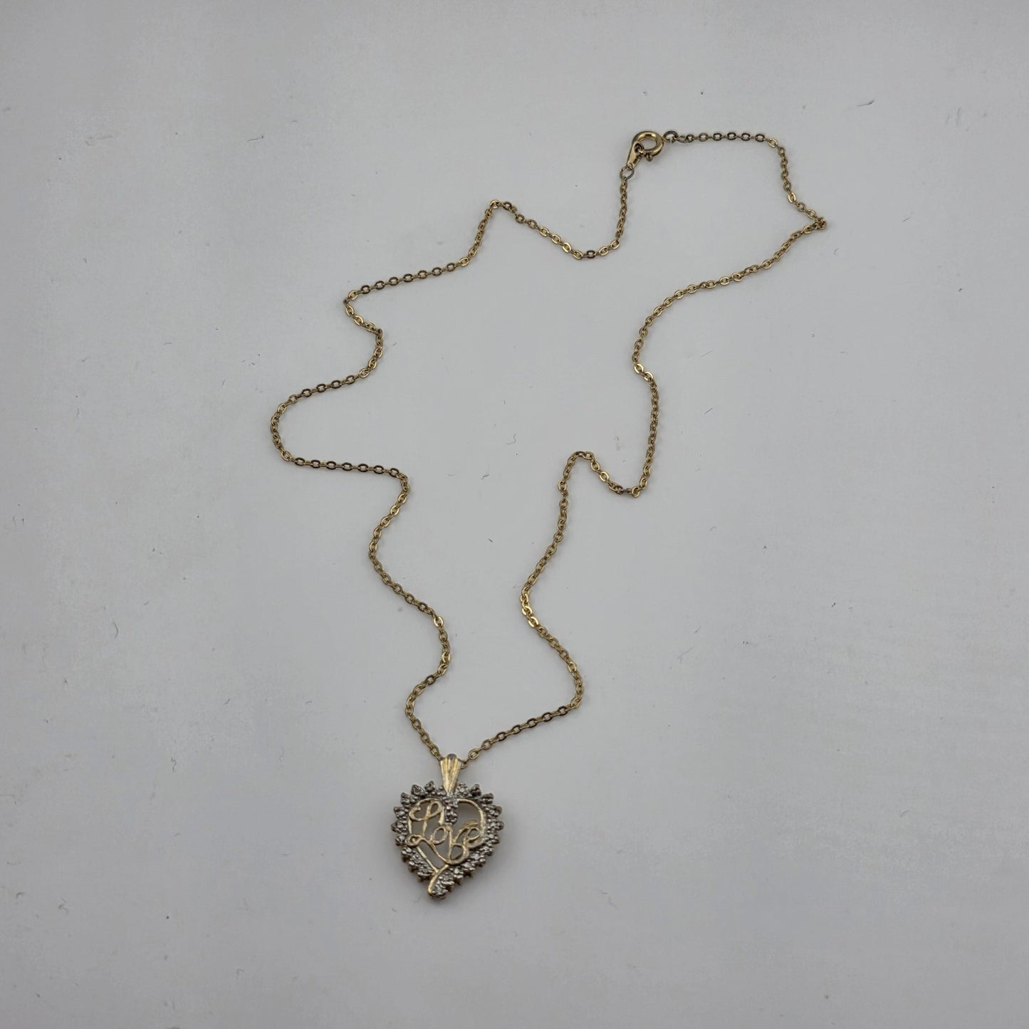 STERLING SILVER HEART Love PENDANT 925 W/ Gold Tone  CHAIN NECKLACE ICM