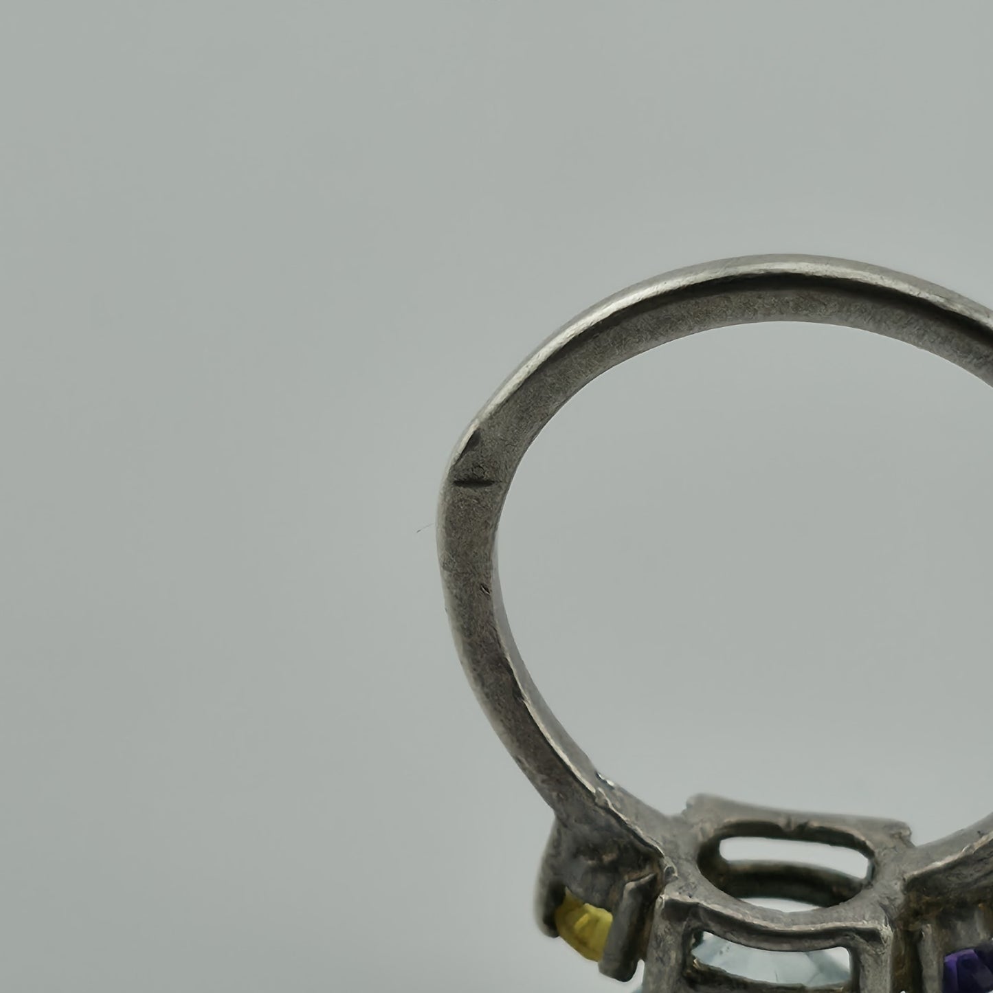 Sterling Silver Ring purple Amethyst Blue Topaz Yellow Citrine 6.5 Vintage