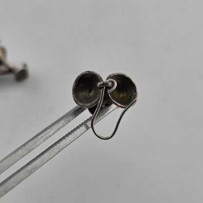 Sterling Silver Earrings 925 Vintage Martini Glass Drop Vintage Patina Signed