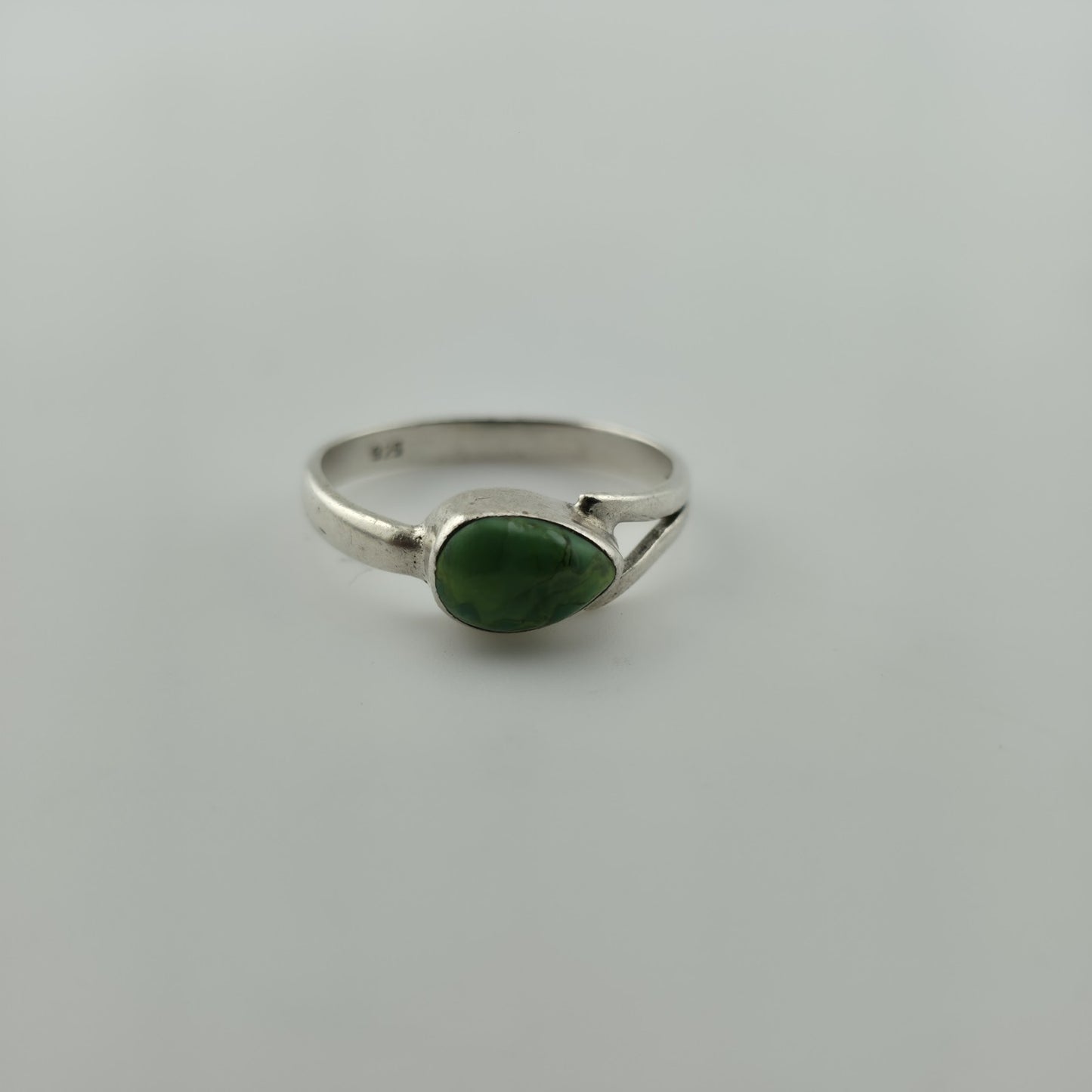 Sterling Silver Green Turquoise Ring Size 8.75 Vintage Style Natural Stone Statement Ring