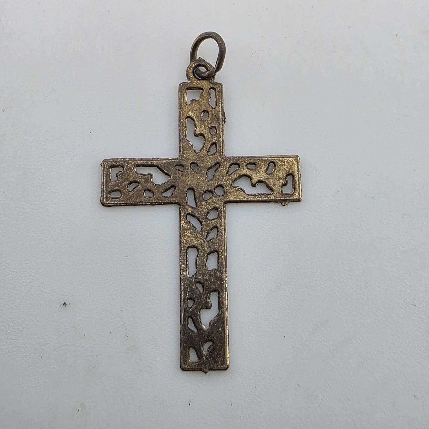 Sterling Silver Filigree Cross Pendant .75" Dainty Cute Floral Christianity Cath