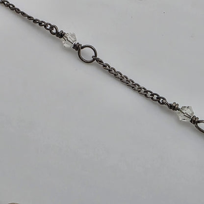 sterling silver Necklace 16 Inches Yellow Glass Beads Vintage