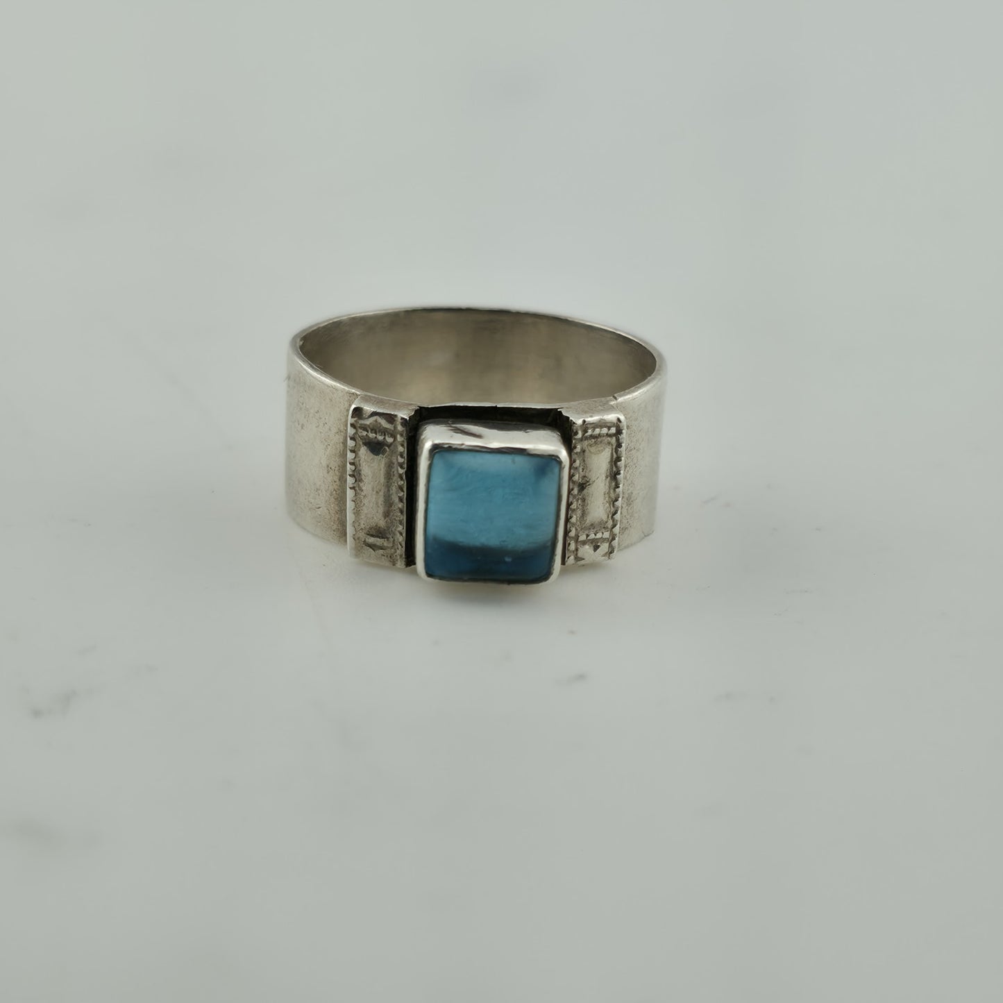 Alice Platero Sterling Silver Ring Size 6.5  Blue Stone artisan Navajo Vintage