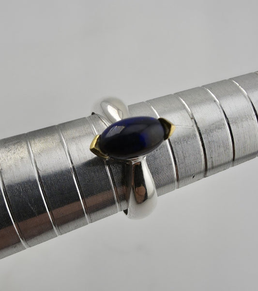 925 Sterling Silver Natural Black Opal Ring Size 6.75