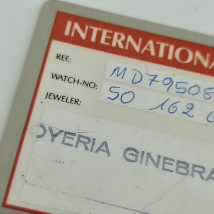 Omega International warranty card 1991 w/ Dealer Ref: MD7950870 Ephemera Vintage