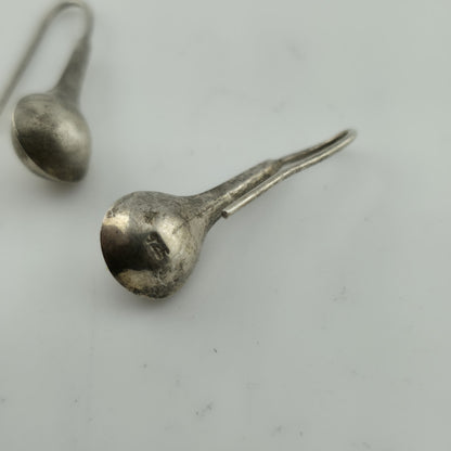 Vintage  925 Sterling SIlver  Teardrop  Pierced Earrings