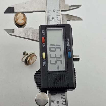 800 Silver  Antique Cameo Screw Back Earrings Vintage European Jewelry