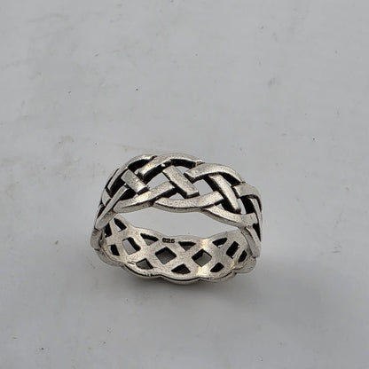 Celtic Tribal Band Ring Solid Sterling Silver 925 Size 14.5