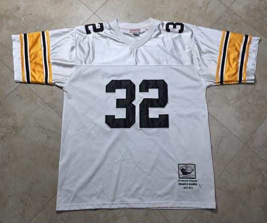 Mitchell & Ness Throwbacks Sewn Stitched Franco Harris #32 White Jersey size 58