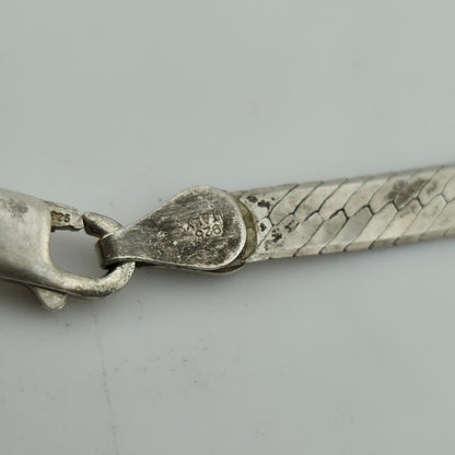 Sterling Silver Herringbone Necklace Solid 925 Italian Chain 18 Inches