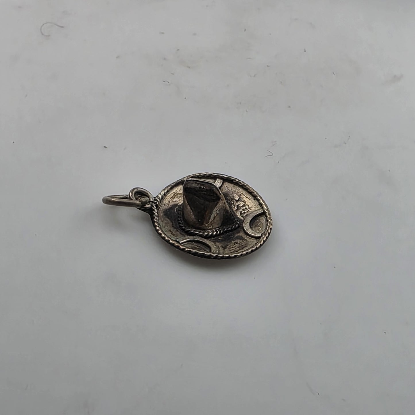 Mexico Sterling Silver Sombrero Hat Charm Vintage Patina 925