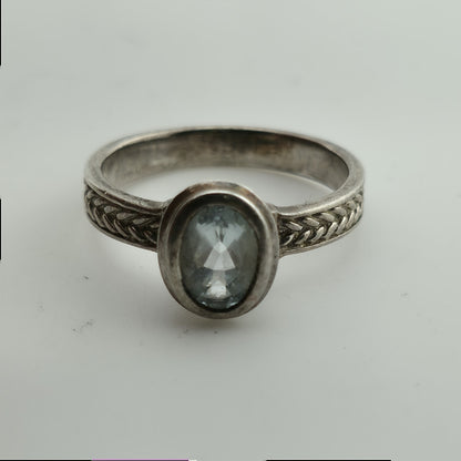SeidenGang Ring Sterling Aquamarine Blue Stone Size 5.75 Patina