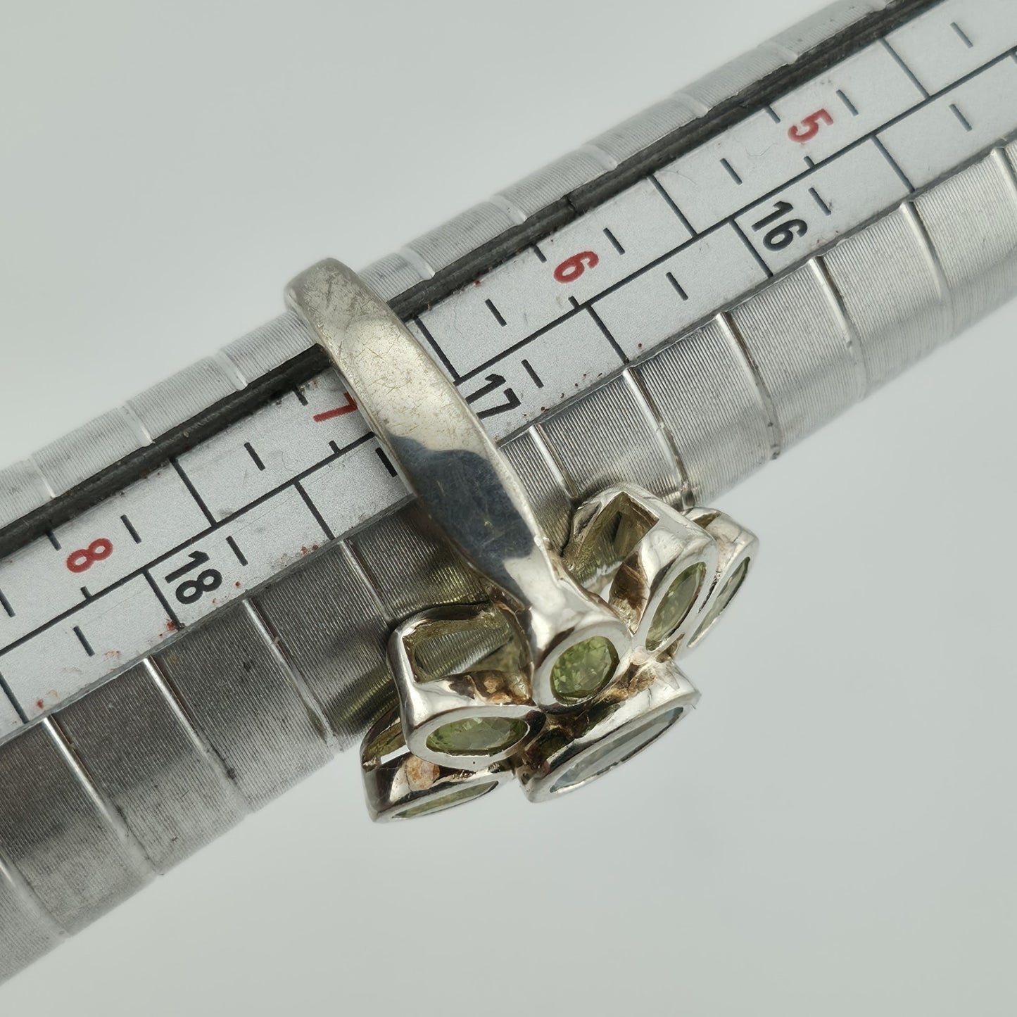 Ring PERIDOT Aquamarine STERLING SILVER 925 ARTISAN JEWELRY Size 6.5