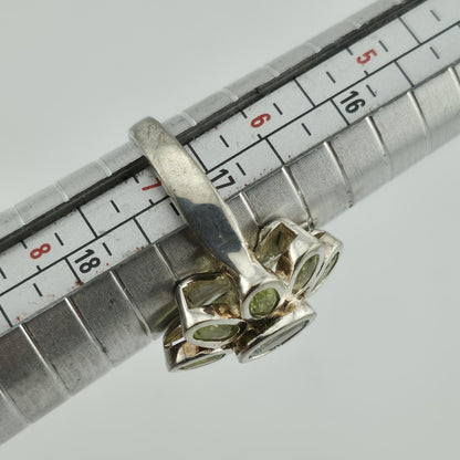 Ring PERIDOT Aquamarine STERLING SILVER 925 ARTISAN JEWELRY Size 6.5