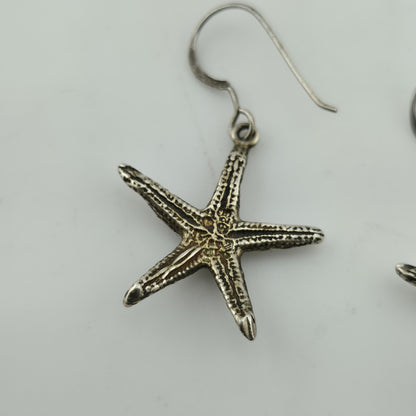 Starfish Earrings 925 Sterling Silver Dangle Drop Nautical Ocean Jewelry