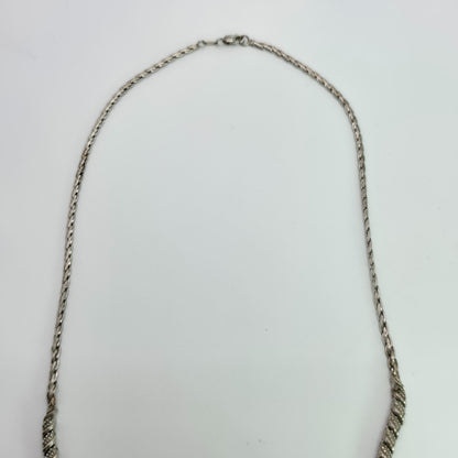 925 Sterling Silver Heng Ngai Necklace Genuine Diamond 1/2 Ct V Shape Vintage