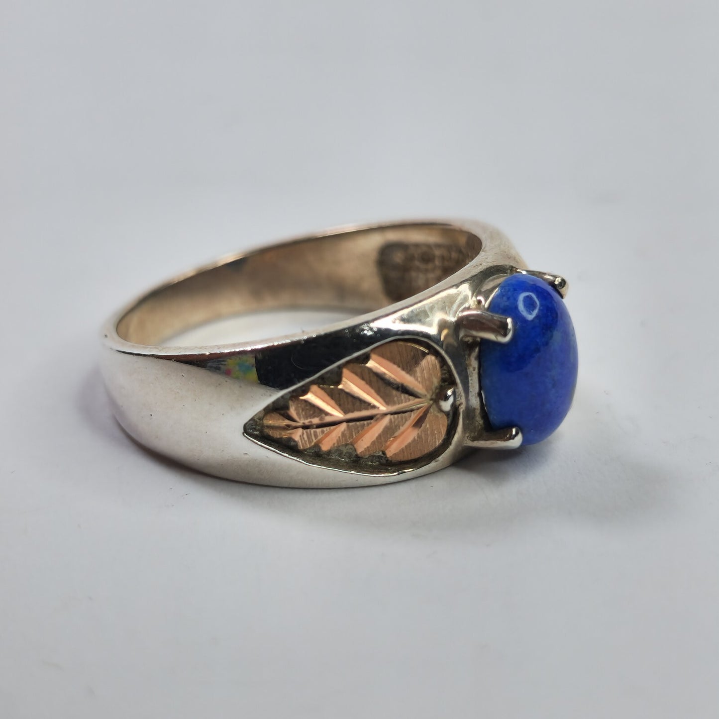 Black hills Ring 925 Sterling Silver 12k Rose Yellow Gold blue lapis Fancy 10