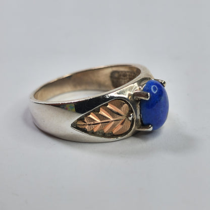 Black hills Ring 925 Sterling Silver 12k Rose Yellow Gold blue lapis Fancy 10