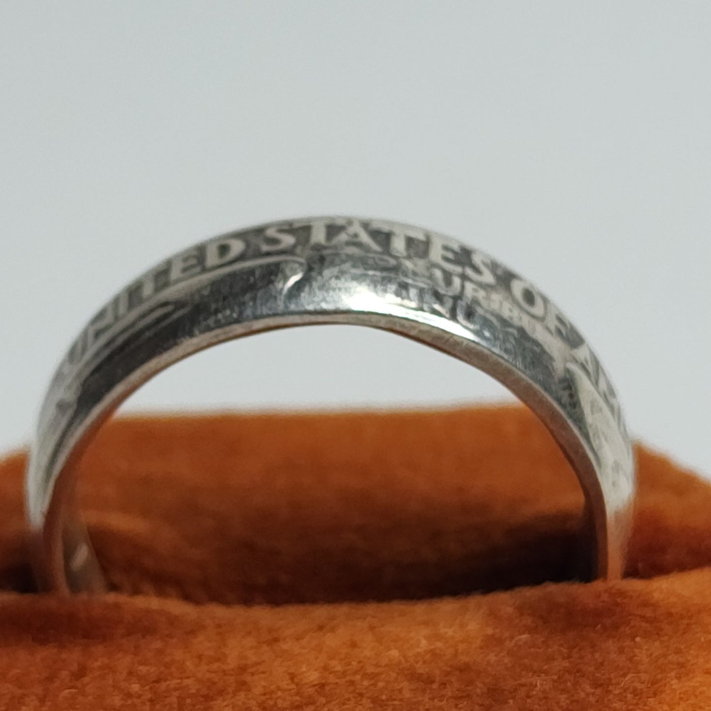 1964 Quarter Dollar Coin Ring Size 8 90% Silver Handmade Ring Tested USA Vintage
