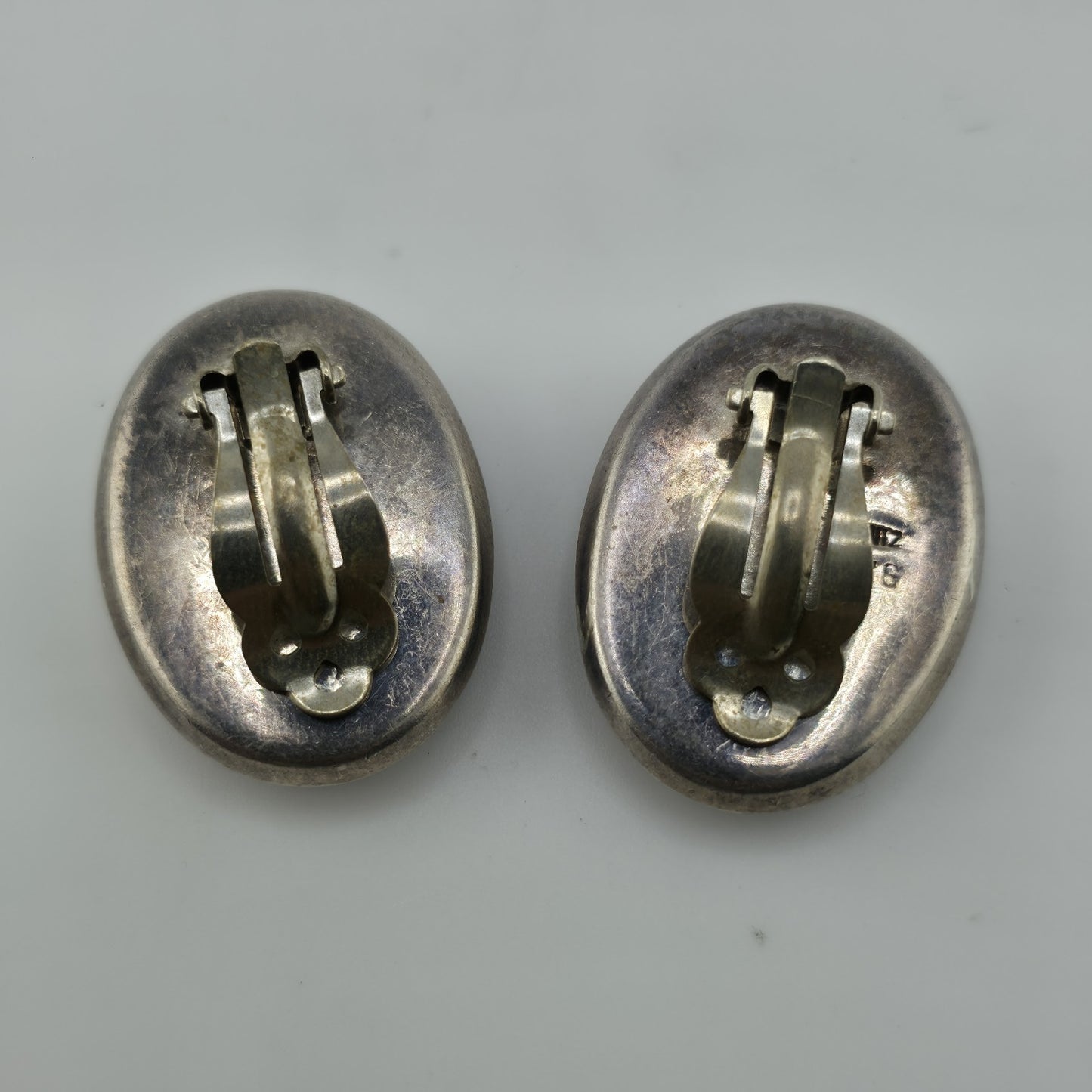 ZINA 925 Sterling Silver Clip On Earrings Vintage Black Onyx Dome Non Pierce