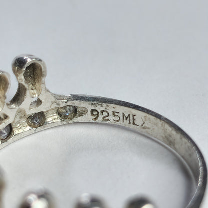 925 Sterling Silver Tiara Ring Princess Crown Band Size 6.5 Dainty Royal Style