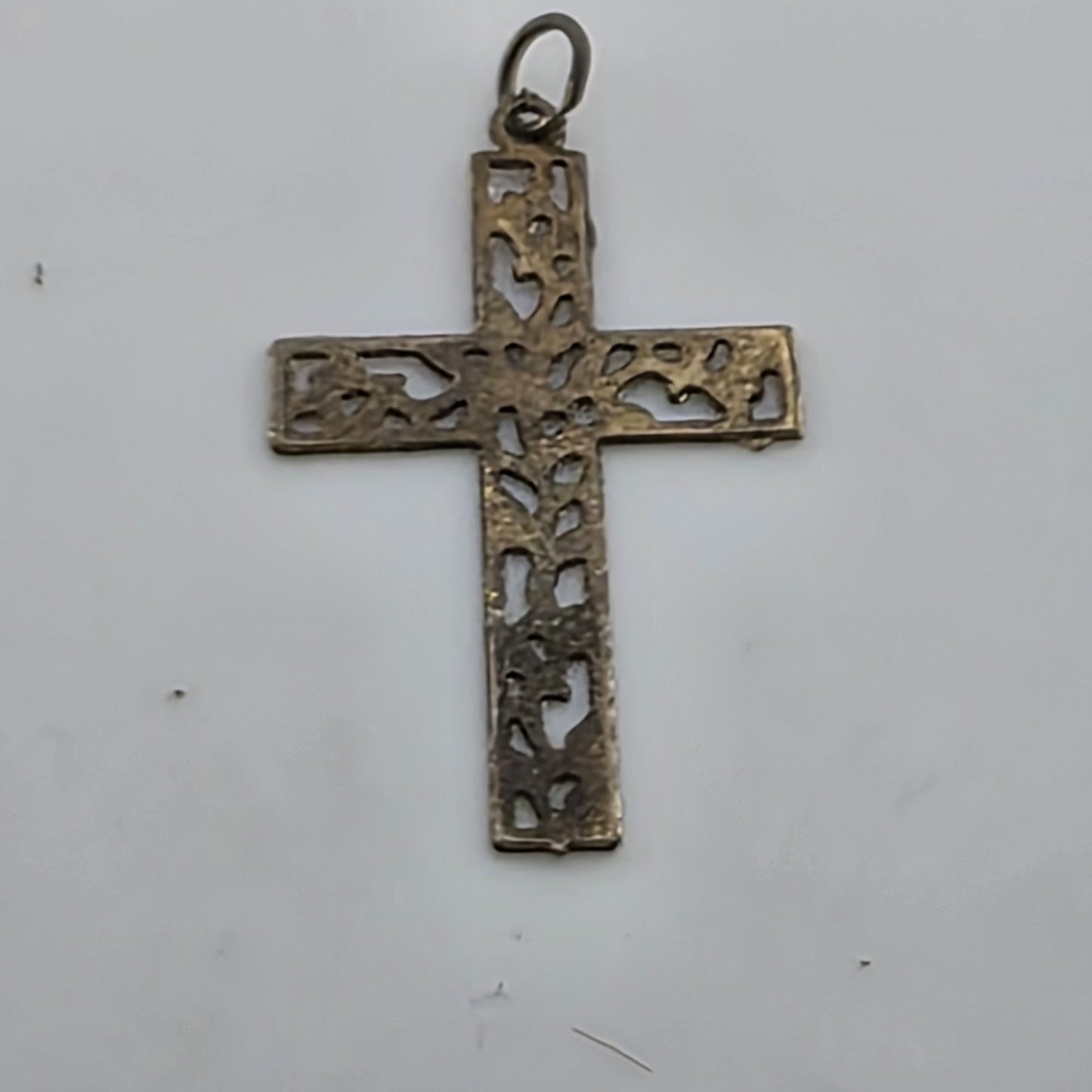 Sterling Silver Filigree Cross Pendant .75" Dainty Cute Floral Christianity Cath