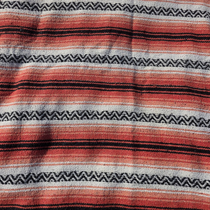 Vintage Sola Mexican Blanket Serape Red Black Throw Stripe Tassel 71 x 25